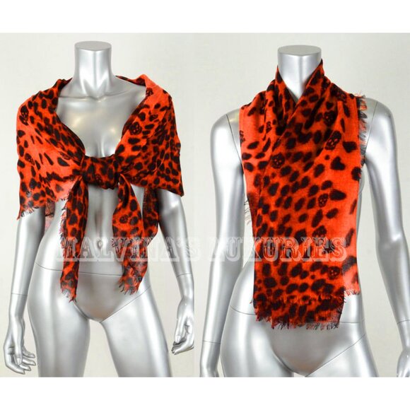 ALEXANDER MCQUEEN SCARF CASHMERE SILK SKULL AND ANIMAL PRINT 50" SQUARE - Picture 4 of 7